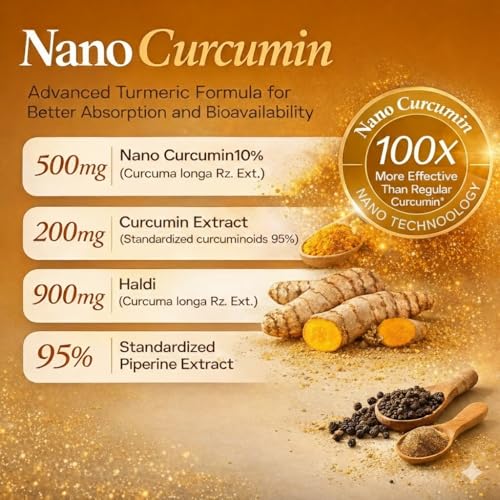 Image of Vlado's Himalayan Organics Curcumin 1600mg+ | Extra-Pure Nano Curcumin Capsules with 95% Curcuminoids | Turmeric & Piperine | Joint Support Supplement for Men & Women - 60 Capsules