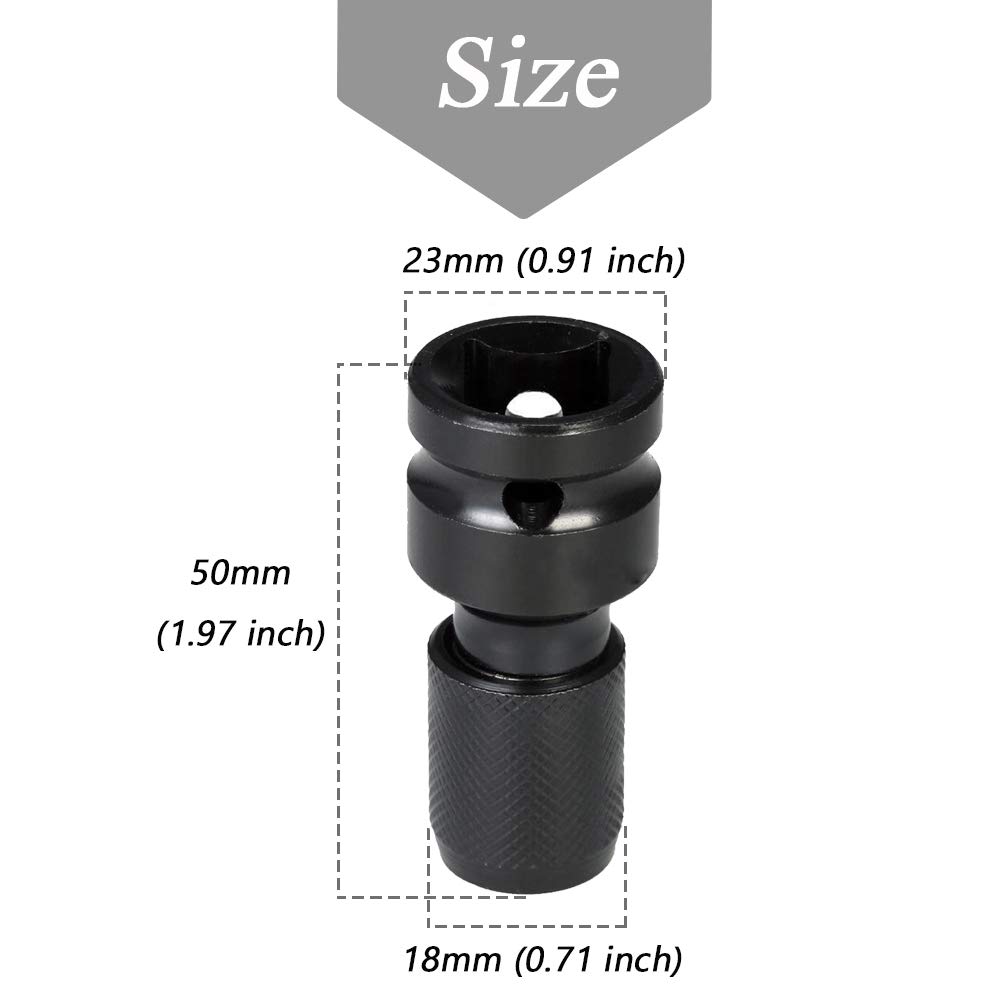 Mesee 1/2Inch Square Drive to 1/4Inch Hex Female Socket Adapter Quick