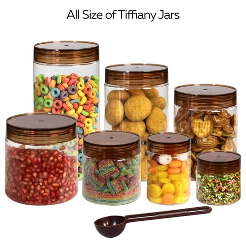 Image of PEARLPET Plastic Containers for Kitchen Storage | Plastic Container Set with Spoon | BPA-Free, Stackable Jars | Brown, 1700 ML (Set of 2)