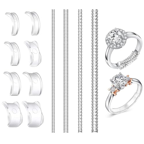 ZWWOGE 12 piezas anillo reductor Invisible anillo reductor de silicona para anillos anchos Invisible anillo ajustador de tamaño para anillos sueltos hombres y mujeres, hacer anillo más pequeño
