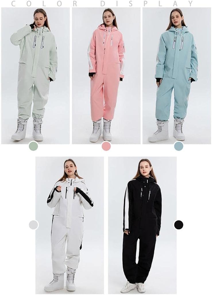 Miniatura 7 de ALSOGO Traje de esquí de una pieza para mujer impermeable aislado con cinturón desmontable para deportes de nieve
