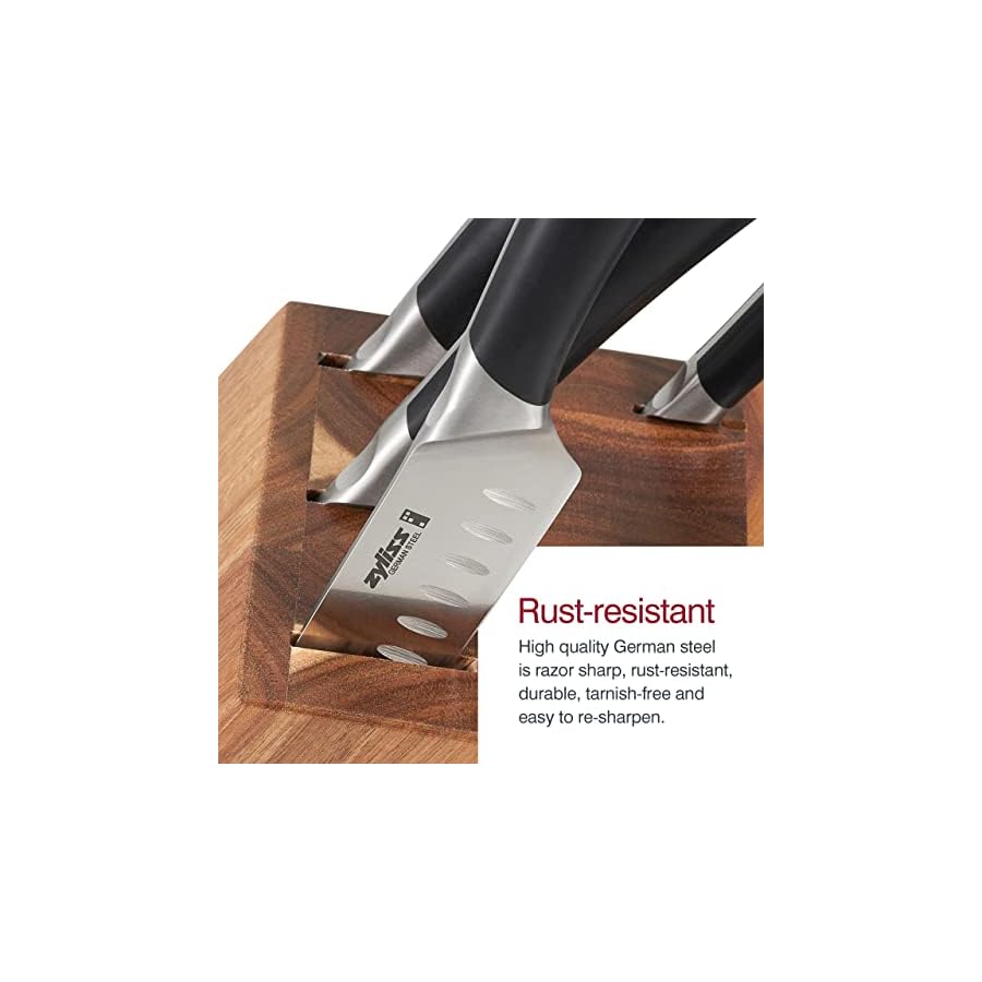 Zyliss-Comfort-Pro-12-Piece-Cutlery-Block-Set-German-Stainless-Steel-Kitchen-Knife-Set-Dishwasher-Safe-Knife-Set-Acacia-Knife-Storage-Block-12-Pieces Zyliss Comfort Pro 12-Piece Cutlery Block Set - German Stainless Steel Kitchen Knife Set - Dishwasher Safe Knife Set & Acacia Knife Storage Block - 12 Pieces