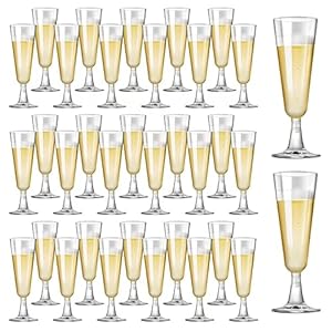 SUREHOME Plastic Champagne Flutes 40 Pack Disposable Champagne Glasses 5.5 Oz Clear Plastic Mimosa Glasses Wedding Cocktail Cups Bulk for Engagement Birthday Graduation Decorations 2025 Party Supplies
