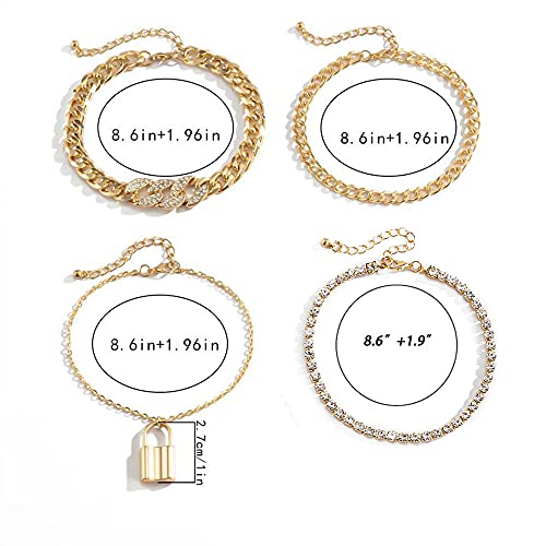 Image of yfstyle Butterfly Ankle Bracelet for Women Rhinestone Anklets Bulk Adjustable Layered Beach Ankle Bracelet Braided Chain Anklet Charm Ankle Bracelet Jewerly Gift