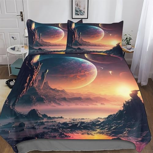 Housse de couette microfibre avec fermeture éclair parure de lit 3 pièces double 200x200cm - 2
