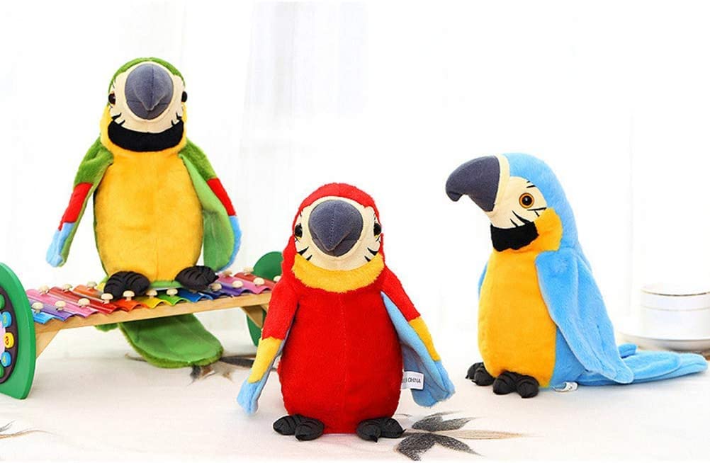 Pappagallo Parlante per Bambini Parla Parlando Record,peluche parlante.Giocattolo Peluche che Riproduce la Voce Ripete Quello Che Dici. Regalo per Bambini e Neonati (ROSSO)