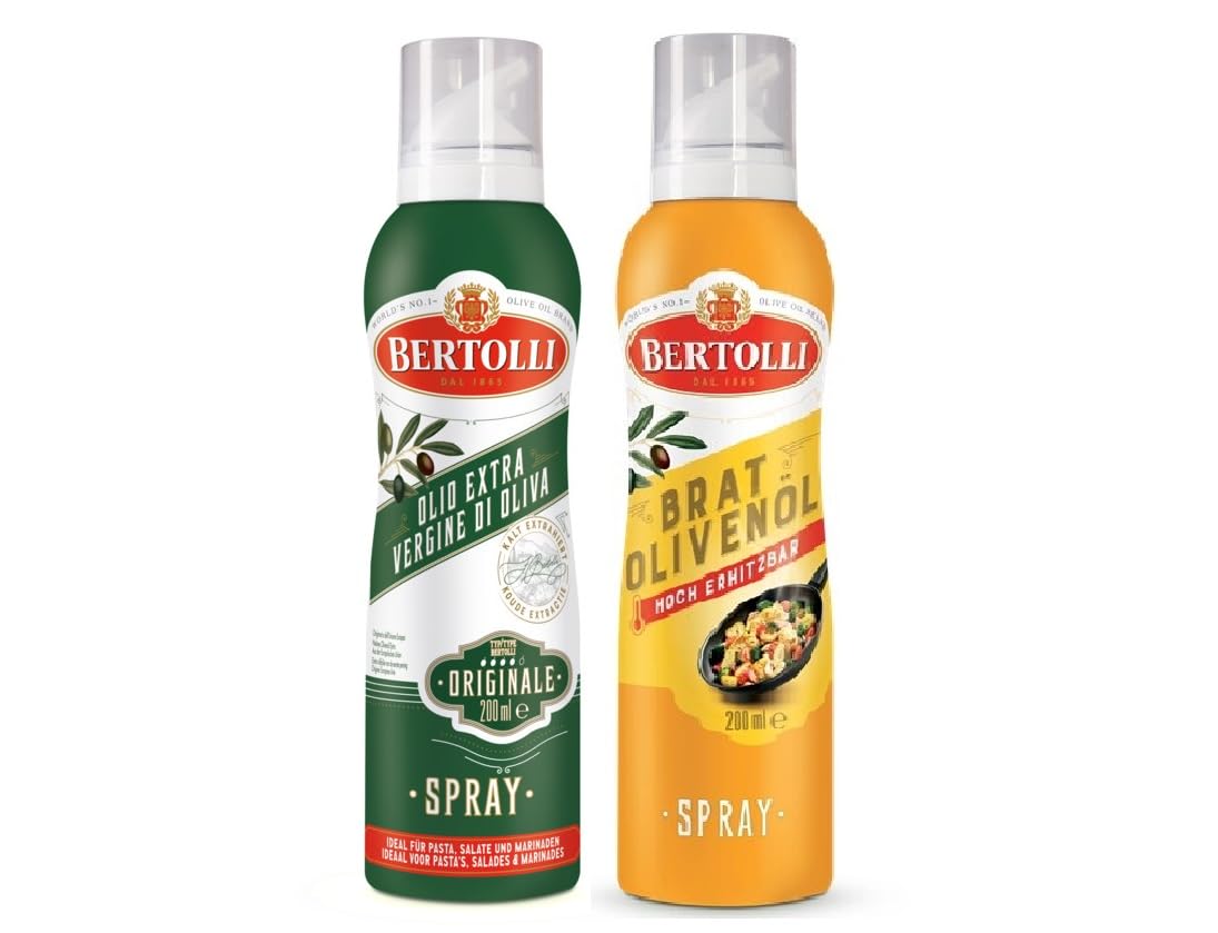 Bertolli Olivenöl Spray Set Olio Di Oliva Cucina 200ml + Olio Di Oliva Extra Vergine Originale 200ml (2 x 200ml)
