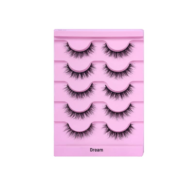 Bombay Vanity 3D Faux Mink Natural Eyelashes Pack of 5 False Eyelash Eye Makeup Lash 5 Pairs Lashes 6-10mm 5 Pair Artificial Eye Lashes (Dream)-image-8