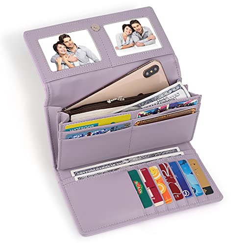 Image of UTO RFID Wallet for Women Large Capacity PU Leather Card Holder Phone Case Zipper Pocket Purse Clutch