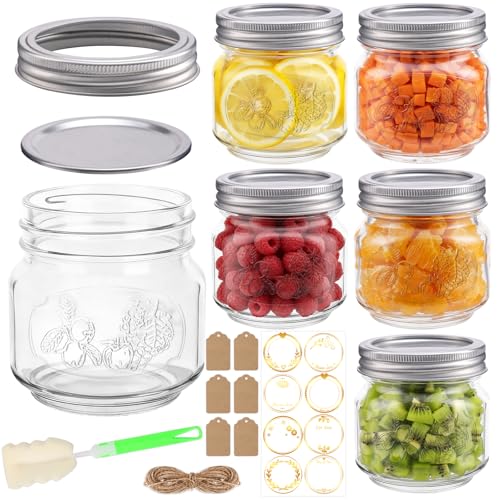 EkkoVla 6-Pack 240ml Small Mini Mason Jars with Airtight Lids