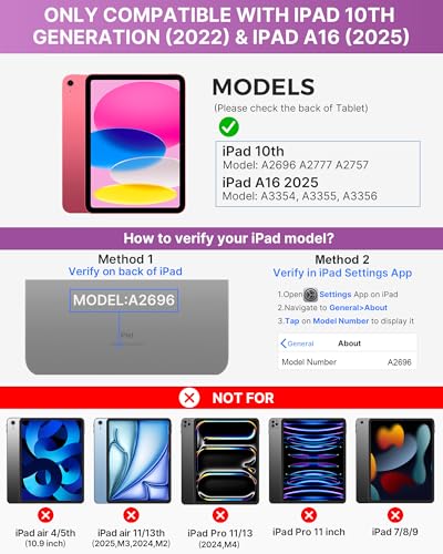 Image of typecase Folio Keyboard Case for iPad 10th Gen 10.9 inch (2022) and iPad 11th (A16, 2025), Magnetic Wireless Detachable Keyboard, 7-Color Backlight, Thin & Light, Pencil Holder - Glitter Purple