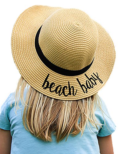 Funky Junque Girls Sun Hat Bold Cursive Embroidered Adjustable Beach Floppy