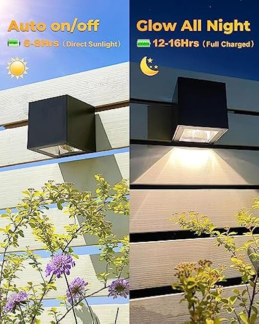 LUHLEE Solar Wall Lights Outdoor,Square Modern Solar Wall Sconce IP65 Waterproof Down Lighting Outdoor Lights for House,Porch,Garden,Yard, Patio,Fence Decor