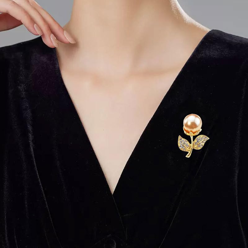 Image of Elegant Floral Brooch Pins for Women, Sweater Shawl Silk Cardigan Lapel Pins, Cardigan Jewelry Suit Shirt Accessory with Crystal CZ Flowers Brooches Pins for Women