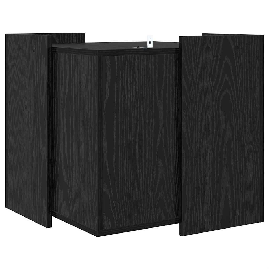 Katzenstreu Box Umzäunung Schwarz Eichen-Optik aus Holzwerkstoff 53 x 53 x 51 cm, Katzentoilette für Innenbereich, langlebig, modernes Wohnambiente