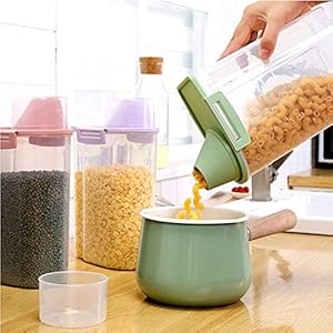 Pet food storage container with measuring cup pour spout and seal buckles food dispenser for dogs cats purple 2 5l   cucciolini doodles
