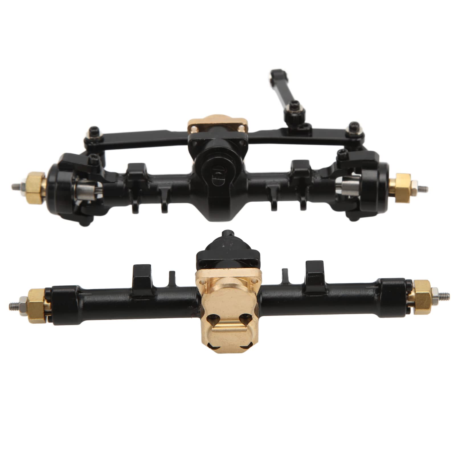Metalowy zespół Osi Przedniej i Tylnej RC, Części Zamienne ze Stopu Aluminium z Mosiądzu do Samochodu Axial SCX24 1/24 RC, Przednia Tylna oś ze Stopu Aluminium, Akcesoria do Części (BLACK)