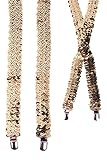 shoperama Pailletten Hosenträger Kostüm-Zubehör Accessoire glänzend schmal, Farbe:Gold