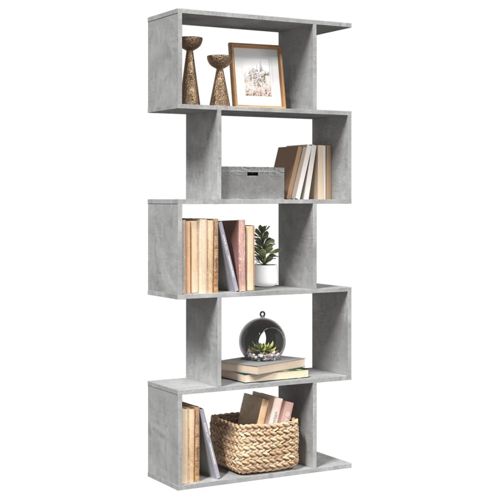 vidaXL Libreria Divisorio 5Piani Grigio Cemento 70x24x161cm Truciolato