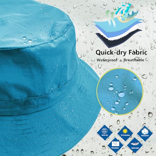 Image of woogwin Waterproof Bucket Rain Hat with Chin Strap Quick Dry Packable Boonie Sun Hat Safari Hat UV Protection