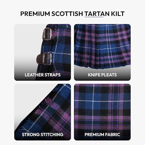 Image of 8 Yard Mens Kilt - Authentic Tartan Kilt for Men Highland Outfit for Weddings & Traditional Scottish Wear