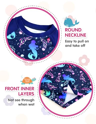 Image of Girls Rash Guard Swimsuit Two Piece Long Sleeve Bathing Suits