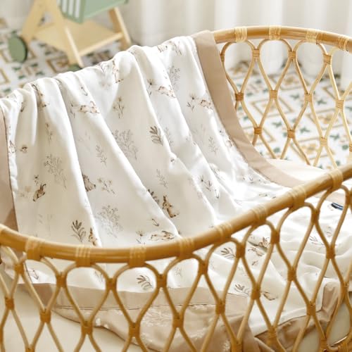 Image of GRSSDER Cotton Muslin Quilt Blanket - Silky Soft and Breathable Baby Blanket Quilt, Oversized Muslin Blankets for Newborns, Toddlers & Kids, 6 Layers Reversible Design for All Seasons, 40 inch x 50 inch