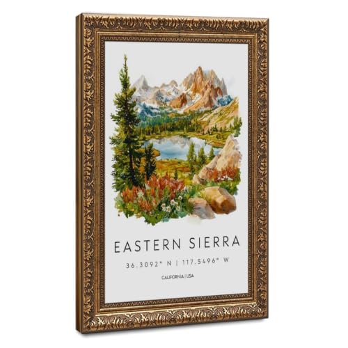 wangpaihui Eastern Sierra Watercolor Poster Eastern Sierra Travel Print Mountain Wall Art California Painting Decor Canvas Posters Wall Art for Offices Living Room Hanging Frame 20" L X 30" W