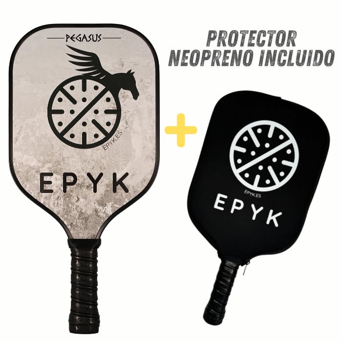 EPYK Pickleball Pegasus, racchetta da pickleball, 405 x 198 mm, impugnatura 115 mm, costruzione in fibra di vetro, nucleo 10 mm, per principianti
