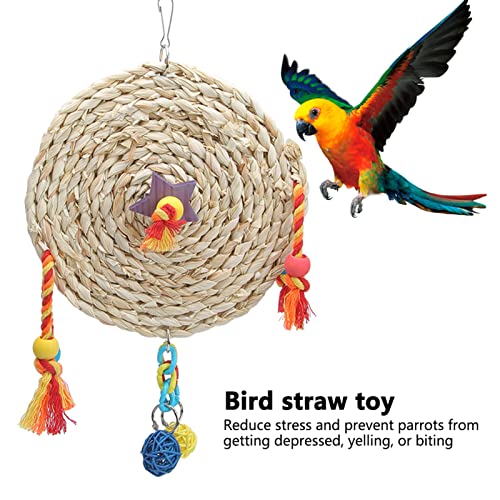 Brinquedo de mastigar palha e madeira papagaio de estimação, mini balanço de atividade de pássaros,