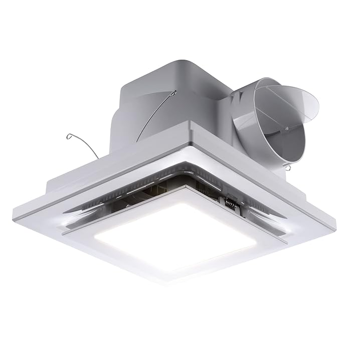 Buy Bathroom Exhaust Fan with LED Light Square Quiet Modern Ceiling