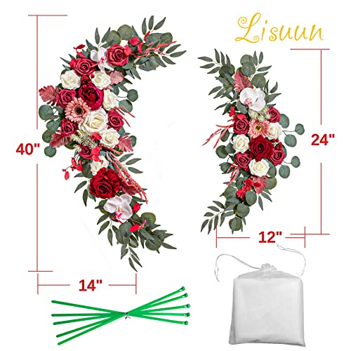 Lisuun Wedding Arch Flowers, Artificial Flowers For Decoration, 2Pcs Flower Swag And 1 Pcs Semi-Sheer Chiffon Table Runner Swag For Light Luxury And Elegance Wedding Ceremony Floral Decor - Pack Of 3 #TOP5