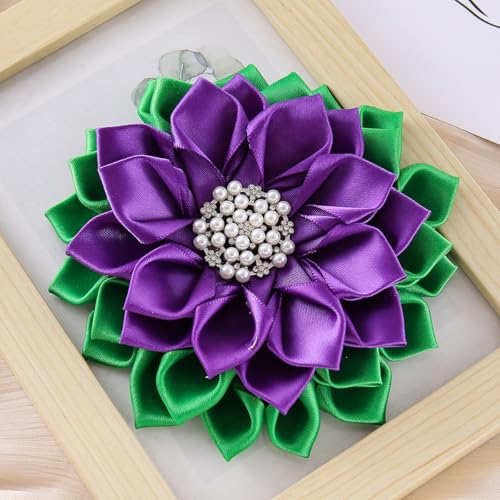 Image of Purple Green Corsage Flower Delta Violet Pin Greek Women Sorority Servcie Lady Soror Brooch Jewelry