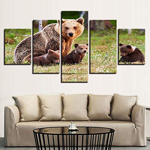 Tableaux décoration murale hd photo mère ours intissée