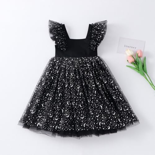 Image of Tutu.kk Toddler Girls Vintage Party Dress Ruffled Sleeve A-Line Tulle Flower Girl Dresses for Wedding,Birthday