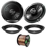 2x Pioneer TS-G1620F 6.5" 2-Way Coaxial Speakers, Speaker Adapter, 16-Gauge 50 Ft Speaker Wire (Select '98-2013 Harley Davidson)