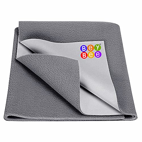 BeyBee Waterproof Quick Dry Sheet for Baby| Bed Pad Anti-Piling Fleece Extra Absorbent Washable Matress Protector| Baby Bed Protector Sheet for Toddler Children, Large Size, 140x100cm, Grey (Image - 1)