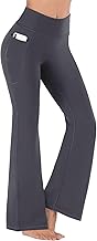 Yoga Pants Women High Waist Flared Pants with Pockets Tummy Control Yoga Phants Bootcut Elastic for Pilates Gym Fitness Work Casual