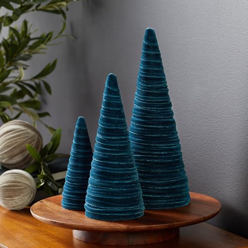 Image of Your Heart's Content Teal Velvet Trees Set of 3 (Teal)