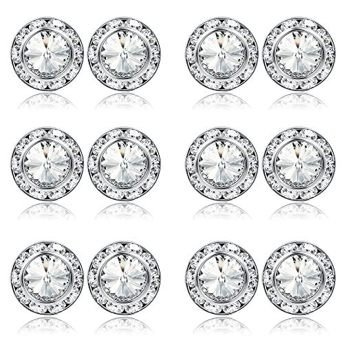 BESTEEL Rhinestone Earrings Round Shaped Acrylic Stone Inside Crystal Halo Stud Earrings for Dance Competitions Stage Opera Performance Wedding Party Earrings Jewelry 15mm