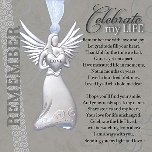 Memorial/Remembrance Angel Ornament with Celebrate My Life Poem- Heartfelt Sympathy Gift for Loss