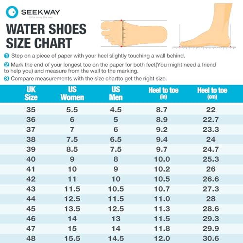 Image of SEEKWAY Mens Womens Water Shoes Quick-Dry Aqua Sock Barefoot Athletic Sports Shoes for Outdoor Beach Swim surf Walking Diving Boating Hiking Pool