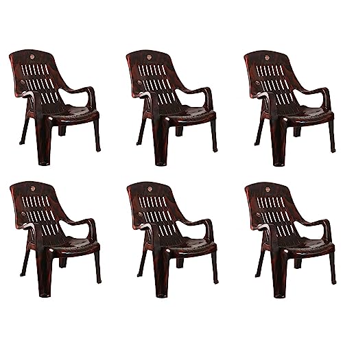 Image of Cello Comfort Plastic Relaxed Armchair, Set of 6 (Rosewood Brown)