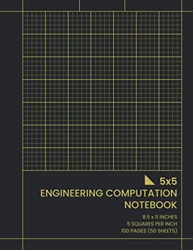5x5 Engineering Computation Notebook: Cross Section Paper, 100 Pages (50 Sheets), 8.5 x 11 Inches