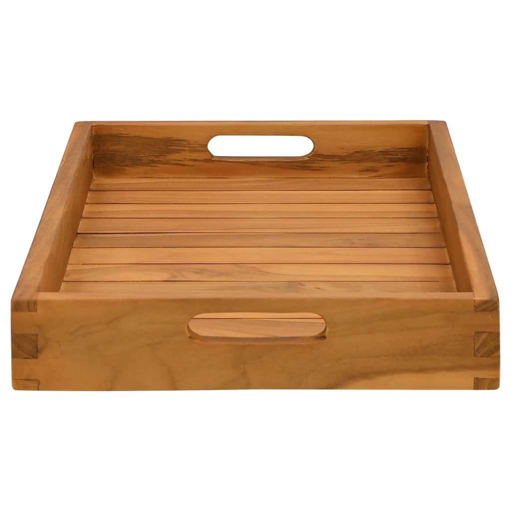 Bandeja de servir de madera maciza de teca de 60 x 35 cm con asas empotradas, bordes elevados para queso, plato para tartas, bufé y fiesta de tapas