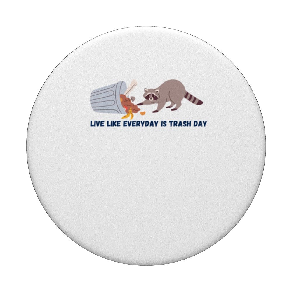 Live Like Everyday is Trash Panda Day Funny Garbage Racoon PopSockets Swappable PopGrip, Black - Image 3