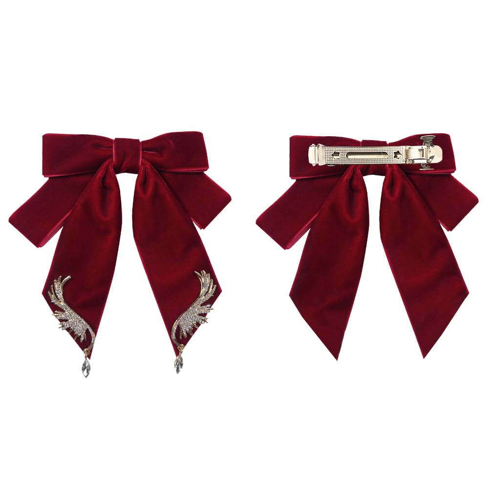 JKQBUX Versailles series Baroque Retro Velvet Ribbon Bow Barrettes Hair Clip Hair Bow Clip Hair Accessories for Women Girl Wedding Party Christmas