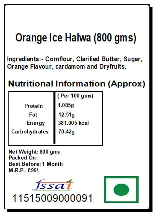 Image of Ghasitaram Gifts Orange Ice Halwa (800 GMS) |Sweet Gift Pack|Diwali Sweet|Indian Mithai|Diwali Sweets Gift Box|