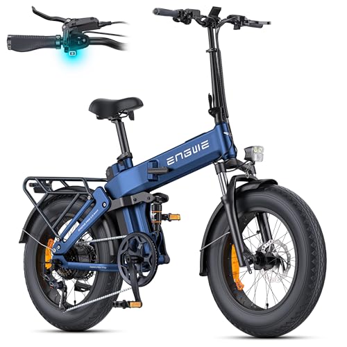 ENGWE Bike Plegable, Batería De 48 Vy 15 Ah Autonomía De hasta 130 km, Sensor De Par Y Diseño Plegable con Frenos Hidráulicos Y Aplicación para Todo Tipo De Terrenos, Engine Pro 3.0 Boost (Azul)