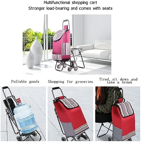St with Seat, Waterproof Cover - Foldable Grocery Cart with Wheels for Easy Transport and Convenience（A）